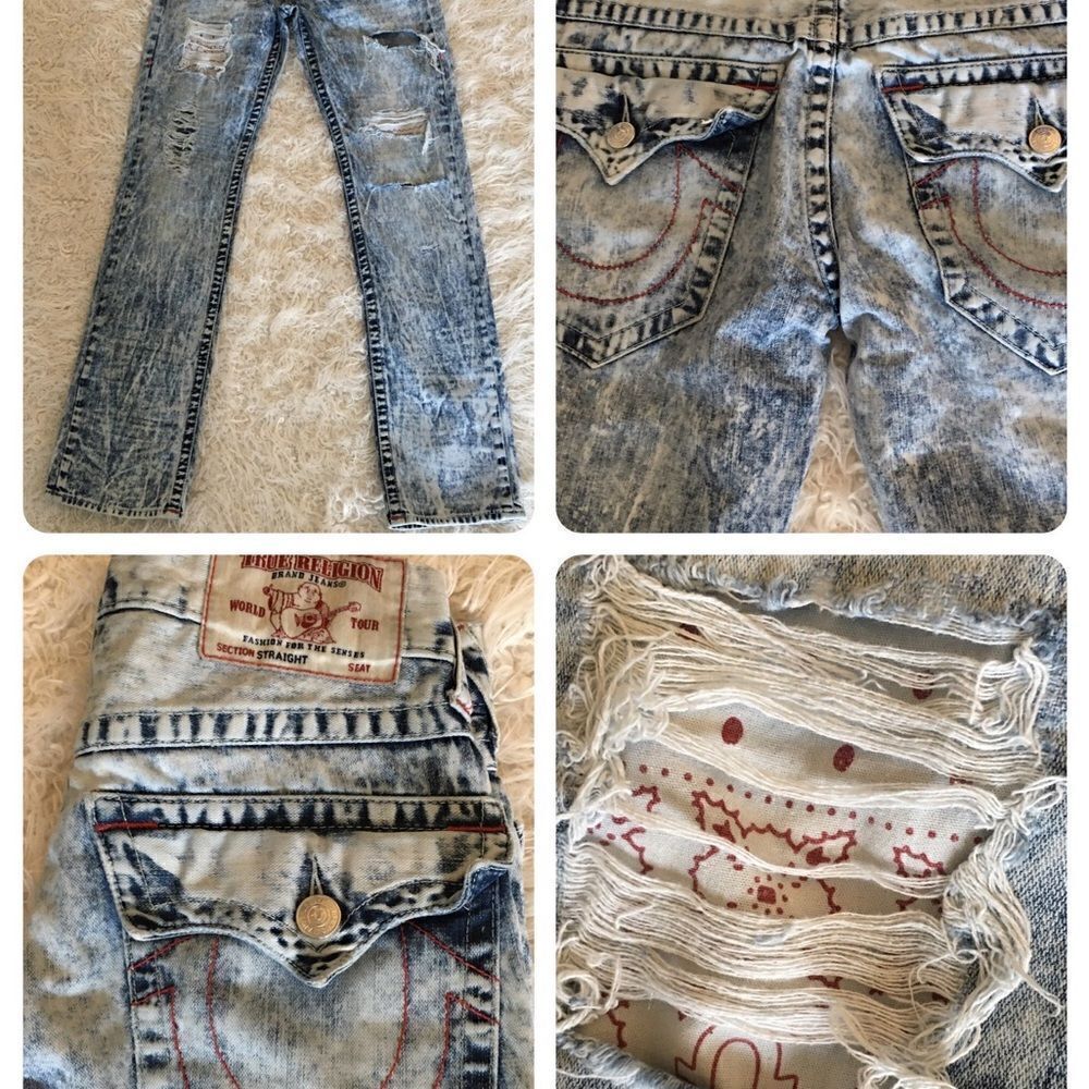 True Religion Rare Vintage Stone wash, red stitch straight Denim‎